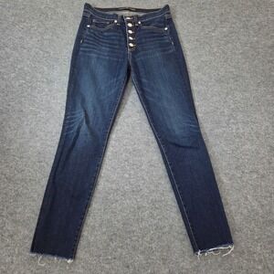 Veronica Beard Jeans Womens 27 High Rise Button Fly Straight Raw Hem Dark Wash